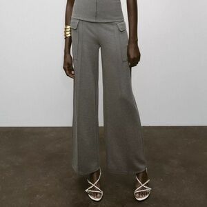 NWT Zara Charcoal Wide-Leg cargo pants
